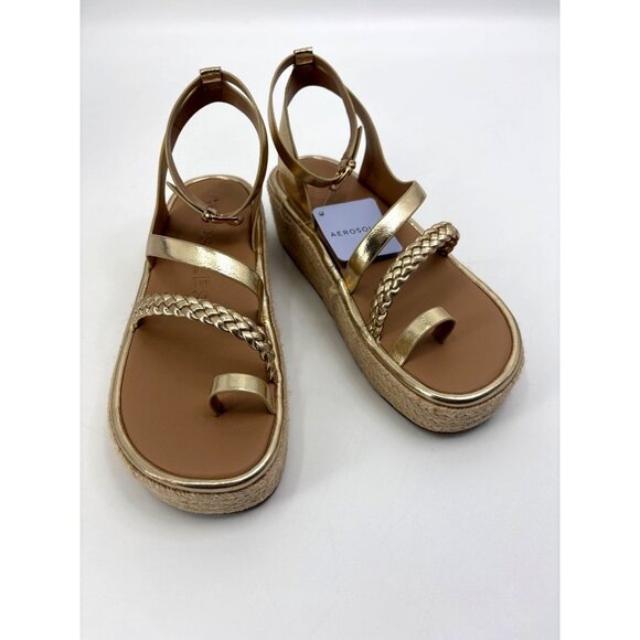 AEROSOLES Shoes - Aerosoles Dolly Platform Braided Espadrille Sandal Gold 8.5 NWOB